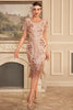 Load image into Gallery viewer, Sparkly Blush Fringed 1920 Flapper Dress