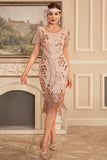 Sparkly Blush Fringed 1920 Flapper Dress