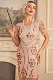 Sparkly Blush Fringed 1920 Flapper Dress