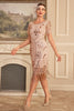 Load image into Gallery viewer, Sparkly Blush Fringed 1920 Flapper Dress