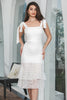 Load image into Gallery viewer, Hvit bodycon lagdelt forlovelsesfestkjole med blonder