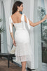 Load image into Gallery viewer, Hvit bodycon lagdelt forlovelsesfestkjole med blonder