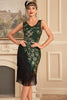 Load image into Gallery viewer, Sparkly Dark Green Fringed Beaded 1920-tallet kjole med tilbehør sett