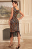 Load image into Gallery viewer, Sparkly Golden Fringes Flapper kjole med 20s tilbehør