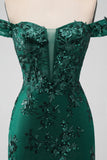 Sparkly Dark Green Off The Shoulder Tight Short Homecoming Dress med paljetter