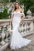Load image into Gallery viewer, Sparkly White Off the Shoulder Korsett Mermaid Tulle brudekjole med paljetter