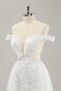 Load image into Gallery viewer, Hvit av skulderen Cut Out brudekjole med avtakbar tyll