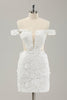 Load image into Gallery viewer, Hvit av skulderen Cut Out brudekjole med avtakbar tyll