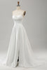 Load image into Gallery viewer, Elegant hvit En linje stroppeløs plissert feie tog brude kjole med splitt
