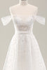 Load image into Gallery viewer, Hvit En linje av skulderen Korsett brudekjole med blonder opp tilbake