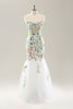 Load image into Gallery viewer, Hvit havfrue av skulderen Blomster Korsett brudekjole