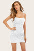 Load image into Gallery viewer, Hvite blonder spaghetti stropper bodycon liten hvit kjole med applikasjoner