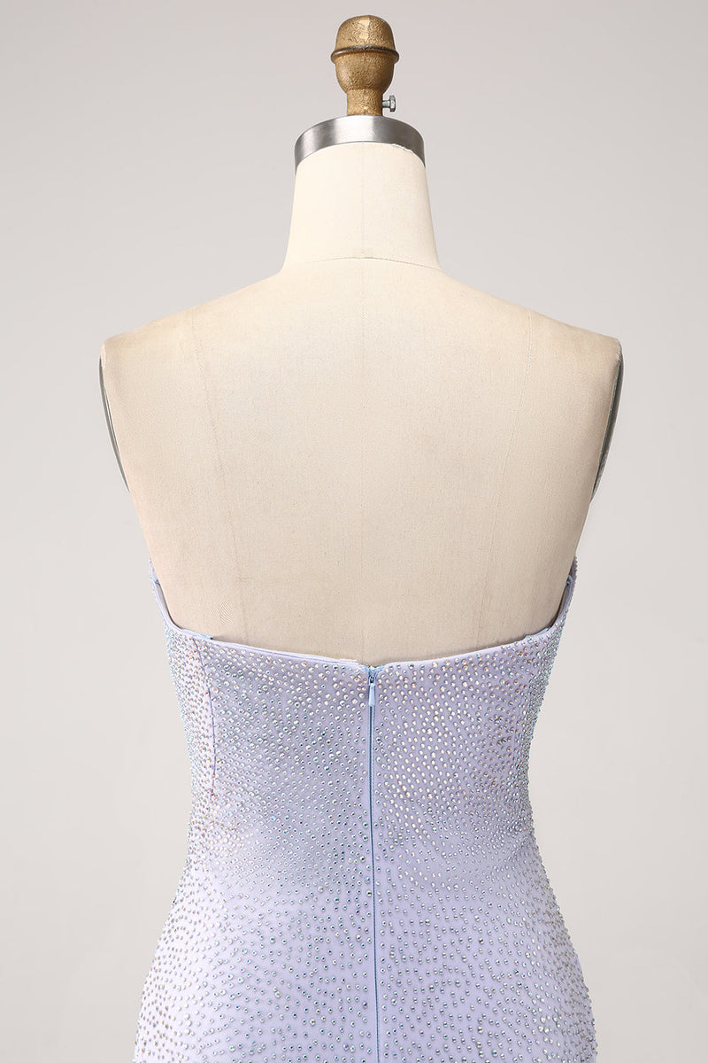Load image into Gallery viewer, Lilac havfrue kjæreste stroppeløs beaded lang ballkjole