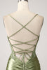 Load image into Gallery viewer, Mermaid Sage Spaghetti stropper Lace-up Back Prom kjole med spalt
