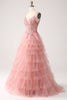 Load image into Gallery viewer, Blush A-Line Spaghetti stropper lagdelt tyll korsett lang prom kjole