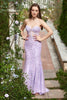 Load image into Gallery viewer, Sweetheart Neck Havfrue Long Purple Prom kjole med Appliques