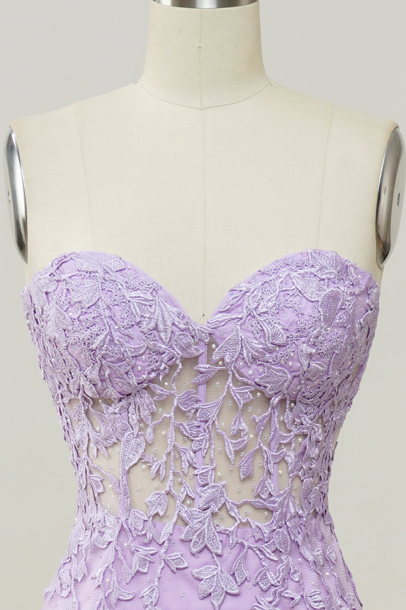 Load image into Gallery viewer, Purple Sweetheart Neck Havfrue Prom kjole Med Appliques