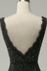 Load image into Gallery viewer, Havfrue Deep V Neck Black Lace Long Prom Kjole med Beading