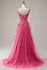 Load image into Gallery viewer, En linje av skulderen Hot Pink Long Prom kjole med Appliques