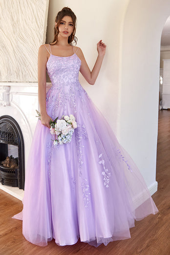 elegant lavendel A-linje ballkjole