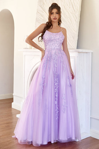 elegant lavendel A-linje ballkjole