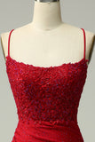 Havfrue Halter Dark Red Prom Kjole med Appliques