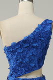 Havfrue En skulder Royal Blue paljetter Cut Out Prom kjole med Split Front