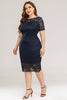 Load image into Gallery viewer, navy bodycon blonder pluss størrelse kjole