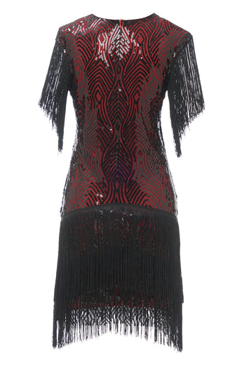 svart gylden 1920-tallet fest kjole med dusk