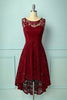 Load image into Gallery viewer, mørk rød pluss størrelse asymmetri blonder festkjole