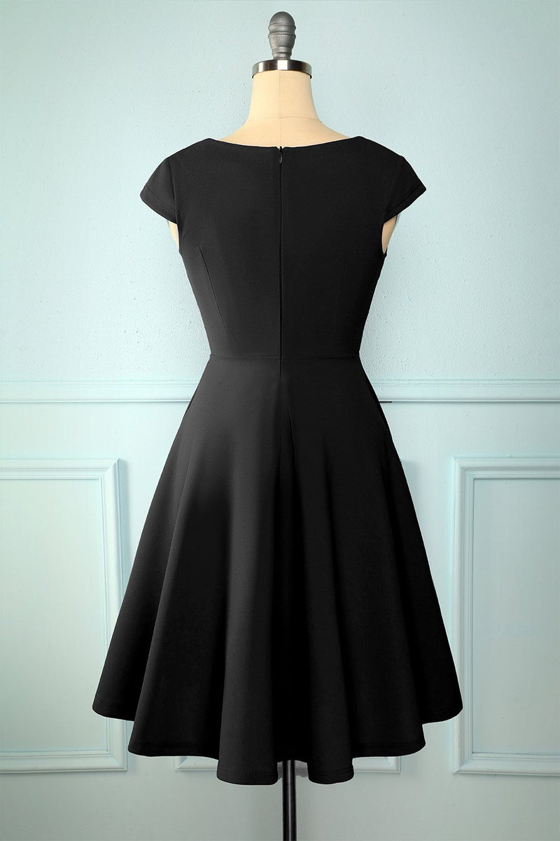Load image into Gallery viewer, marineblå pluss størrelse vintage swing kjole
