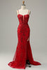 Load image into Gallery viewer, Havfrue spaghetti stropper røde paljetter Long Prom kjole med Split Front