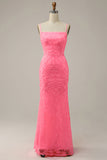 Blush Sheath Glitter Prom Kjole med paljetter