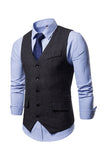 Single Breasted V-Neck Svarte menns dressvester