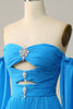 Load image into Gallery viewer, En linje av skulderblå lang ballkjole med perler