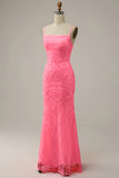 Blush Sheath Glitter Prom Kjole med paljetter