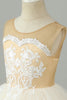 Load image into Gallery viewer, Champagne A Line Tylle Flower Girl kjole med sløyfe