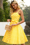 Gul Polka Dots 1950-tallet Sundress