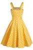 Load image into Gallery viewer, Gul Polka Dots 1950-tallet Sundress