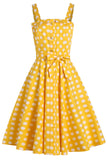 Gul Polka Dots 1950-tallet Sundress