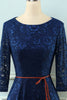 Load image into Gallery viewer, 3/4 ermer marineblå blonder kjole