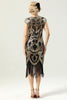 Load image into Gallery viewer, svart ermeløs paljett frynser 1920 kjole