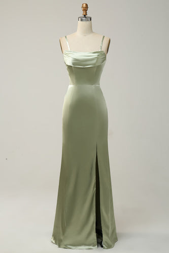 Grønn havfrue Covertible Wear Long brudepike kjole