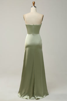 Grønn havfrue Covertible Wear Long brudepike kjole