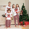Load image into Gallery viewer, Hvit hjort og rød rutete julefamilie matchende pyjamassett