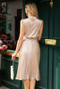 Load image into Gallery viewer, høy hals champagne bryllup gjestefest kjole