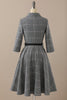 Load image into Gallery viewer, retro stil mørk grå vintage kjole med lange ermer