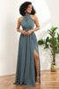 Load image into Gallery viewer, Grey Grimer Ruched Long Chiffon brudepike kjole med spalte