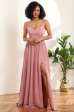 Blush Long Chiffon brudepike kjole med blonder