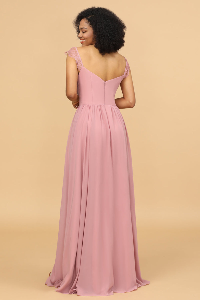 Load image into Gallery viewer, Blush Long Chiffon brudepike kjole med blonder